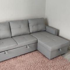 Sofa bed with storage Pau light grey