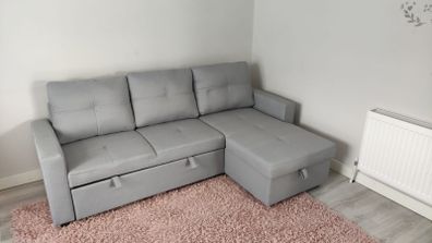 Sofa bed with storage Pau light grey