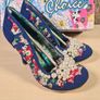 Womens Irregular Choice Blue Floral Pearly Girly High Heels Court Shoes Bridal Wedding  Size Uk 5 Eu 38 Boxed Image 2