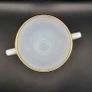 PRICE DROP ... Vintage Fire King White Swirl Creamer, Sugar Bowl and Cake Plate Set with Gold Trim, Opaque White Milk Glass. 1950s Image 2