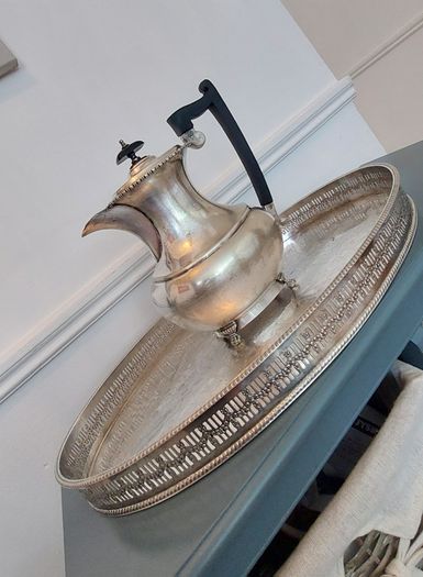 Vintage Sheffield Silver Plated Tray & Tea Pot