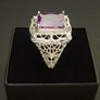 Art Deco Style Amethyst Stone Silver Ring Image 2