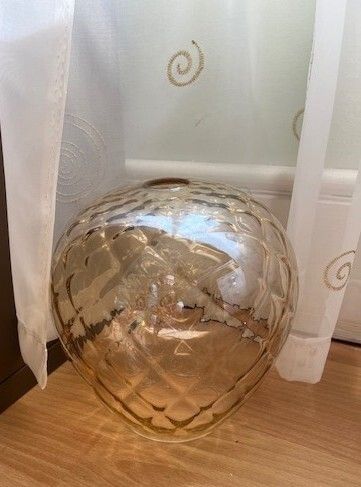 Glass Ceiling Light Shade In Prestine Vintage Condition. Stunning Gold / Amber Hue Colouring. Beautiful