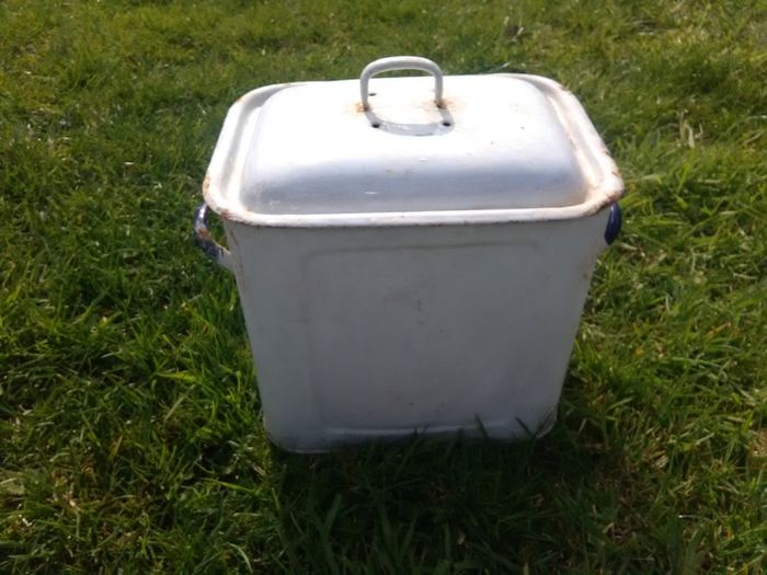 Vintage Enamel Bread / Storage Bin Crock Kitchenalia
