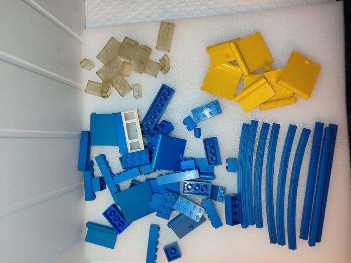 Vintage Lego Blocks Train Tracks 1960s onward wt Patent Pending Pieces Red Yellow Blue Clear