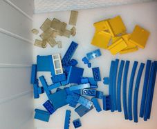 Vintage Lego Blocks Train Tracks 1960s onward wt Patent Pending Pieces Red Yellow Blue Clear