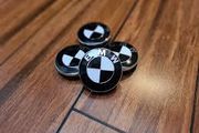 Set of 4 x BMW Centre 68mm Caps (Black/White) 1/3/5/6/7 Series