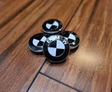 Set of 4 x BMW Centre 68mm Caps (Black/White) 1/3/5/6/7 Series