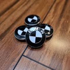 Set of 4 x BMW Centre 68mm Caps (Black/White) 1/3/5/6/7 Series