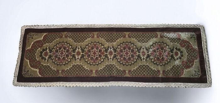 Large antique handmade brocade table runner