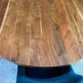Solid 120cm round Acacia Dining Table & 4 Velvet Chairs. Image 3