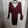 Knit V neck batwing dress, APRICOT Image 2