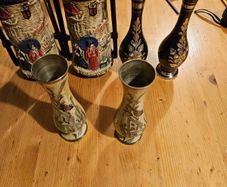 3 X Pairs Of Vases. Porcelain And Metal All In Good Condition. See Photos For Same.