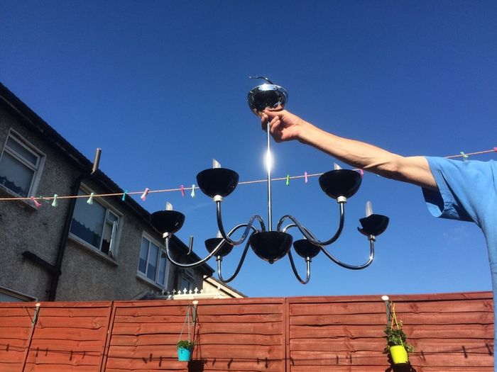 Two chandeliers for sale. Both in good condition. One of the cups is damaged (see photos for better description) not noticeable when hung. Everything else in good condition