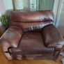 Large brown leather armchair Image 2