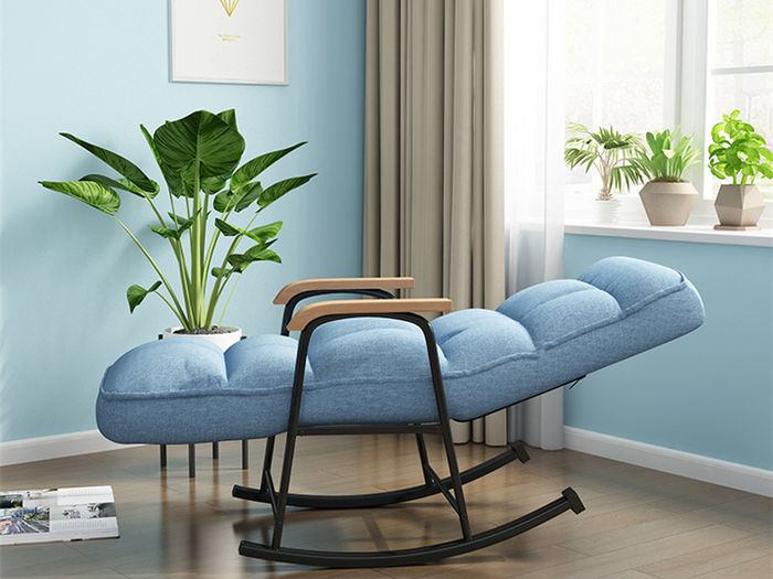 BRAND NEW Rocking Chair Home Bedroom Lounge Chairs Simple Modern Balcony Armchair Sofa Recliner Dark Blue