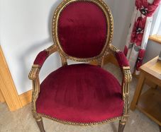 Gold & red velvet chair