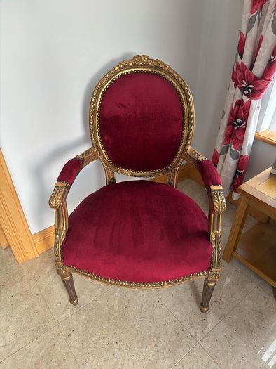 Gold & red velvet chair