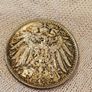 Germany Silver 1915 1 Mark Beautiful Uncirculated Swirling Lustre Toned Image 2