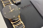 Rado Centrix 115.0929.3 Ceramic Gold Diamond Quartz Watch Box and Spare Links