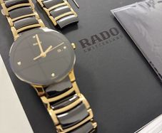 Rado Centrix 115.0929.3 Ceramic Gold Diamond Quartz Watch Box and Spare Links