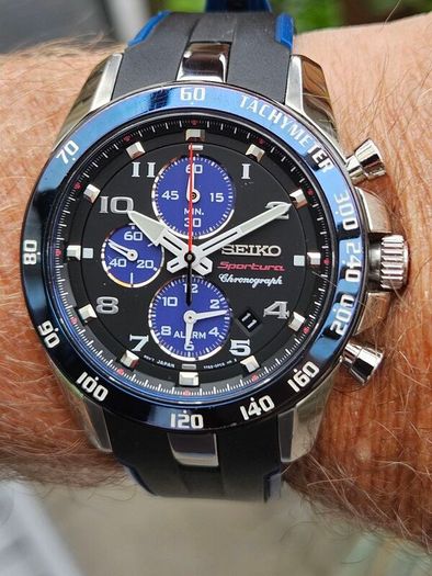 Watch Seiko Sportura. Chronograph. Alarm