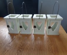Shabby Chic Wooden Lanterns x 4 for Sale