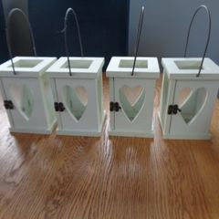 Shabby Chic Wooden Lanterns x 4 for Sale