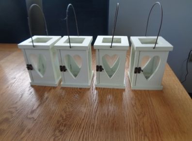 Shabby Chic Wooden Lanterns x 4 for Sale
