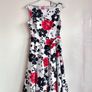 Belle Poque Floral Fit & Flare Dress UK 14/16 Full Skirt Vintage Style Image 4
