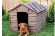Dog Kennel Large Durable Plastic House Brown