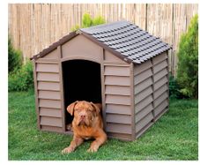 Large Heavy Duty Plastic Dog Kennel Pet Shelter PLASTIC DURABLE OUTDOOR - color Brown