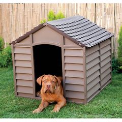 Large Heavy Duty Plastic Dog Kennel Pet Shelter PLASTIC DURABLE OUTDOOR - color Brown