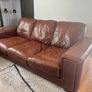 Brown leather 3-seater sofa Image 2