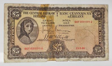 Ireland 1946 5 Pounds Banknote Lady Lavery