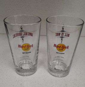 Hard Rock Cafe - 2 Pint Glasses - All Is One Collectors Series - Budweiser