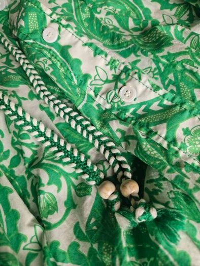ZARA Green Paisley Floral Print Mini Shirt Dress XS