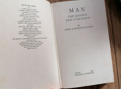 Hardcover book Man, the known and unknown by John Langdon-Davies