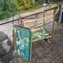 Vintage Drinks Tea Trolley - Gold Metal Wood Effect Cocktail Cart Image 5