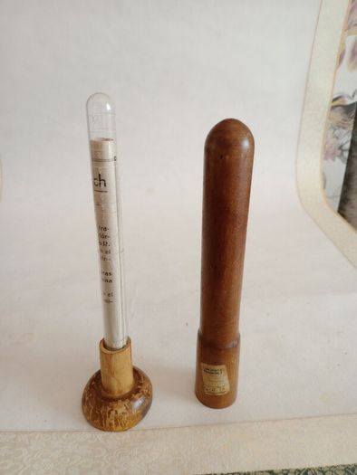 Antique French Albuminometer. Wood & Glass. Original Instructions