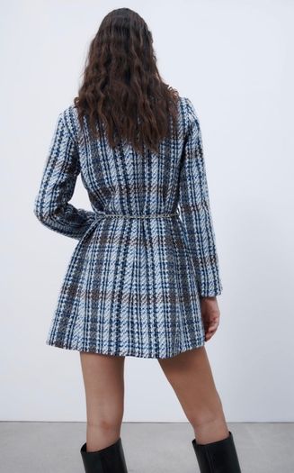 zara textured coat new with chain belt