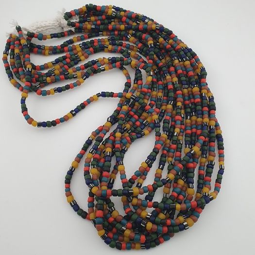 Antique African Style MultiColor 4 -5 mm Glass Beads Necklace Strand