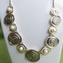 Vintage Handmade Abstract Silver Plated Necklace, Modernist Jewelry Image 3