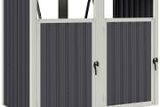 Shelter for 2 x 240 L Bins Outdoor Bin Cover 180 Lift-Up Lid Galvanized Steel 146x81x122cm Dark Gray