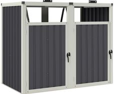 Shelter for 2 x 240 L Bins Outdoor Bin Cover 180 Lift-Up Lid Galvanized Steel 146x81x122cm Dark Gray