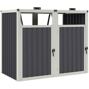 Shelter for 2 x 240 L Bins Outdoor Bin Cover 180 Lift-Up Lid Galvanized Steel 146x81x122cm Dark Gray