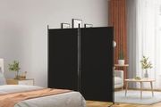 2-Panel Room Divider Black 175x180 cm Fabric