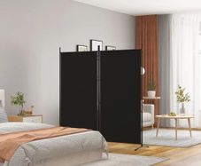 2-Panel Room Divider Black 175x180 cm Fabric