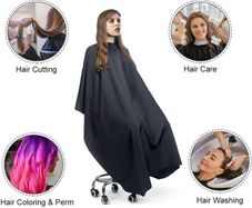Hairdressing Gown Barbers Cape, Cutting Gowns, Black Full-Length Waterproof Haircut Hairdressing Cape for Hair Styling, Cuts and Colours