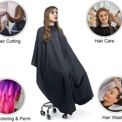 Hairdressing Gown Barbers Cape, Cutting Gowns, Black Full-Length Waterproof Haircut Hairdressing Cape for Hair Styling, Cuts and Colours
